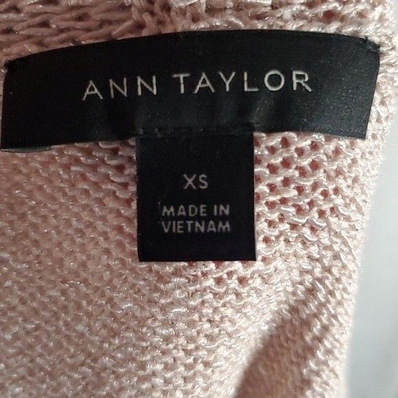 Ann Taylor Cardigan Metallic Thread in Champagne Beige, Size XS - Picture 4 of 5